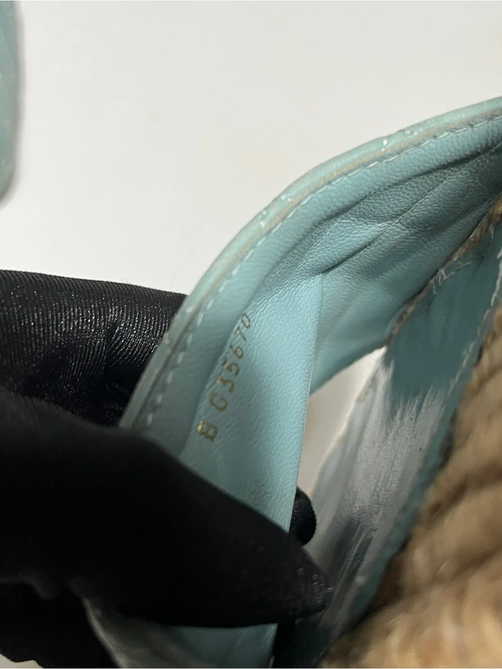 CHANEL Quilted Slide Sandals in Aqua and Rope